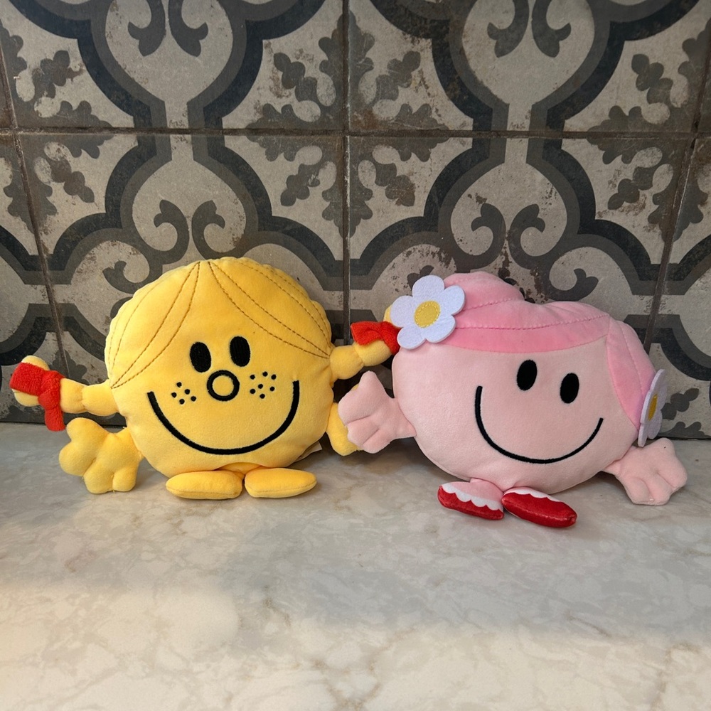 SET OF 2-PLUSH TOY characters from the children's books Mr. Men Little Miss- EUC
